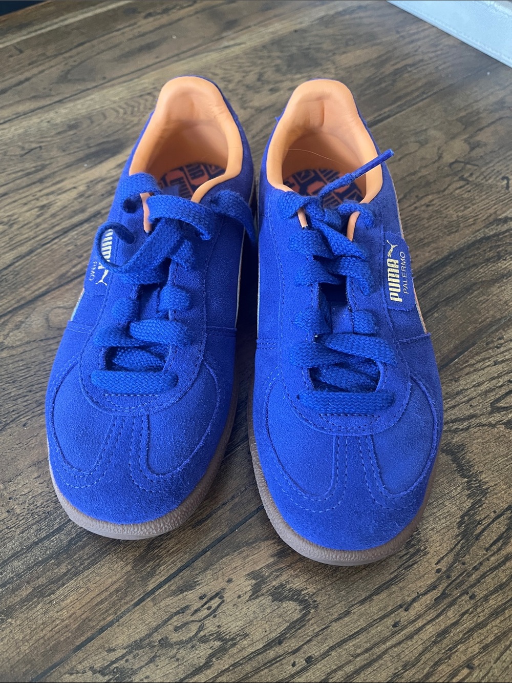 Puma Royal Blue Suede Sneakers with Orange Lining